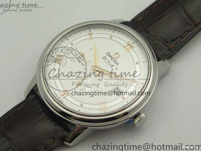 0428 De Ville Prestige Real Power Reserve SS TW 1:1 Best Edition White Dial RG Markers On Leather Strap A Thermal 8089